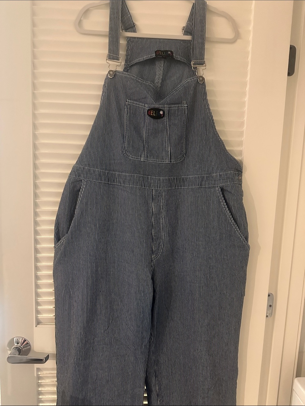Striped Blue Denim Overalls